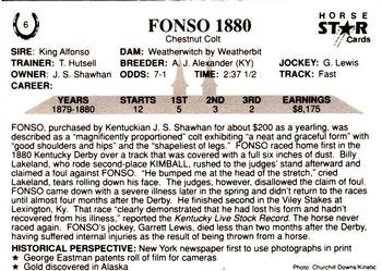 1991 Horse Star Kentucky Derby #6 Fonso Back